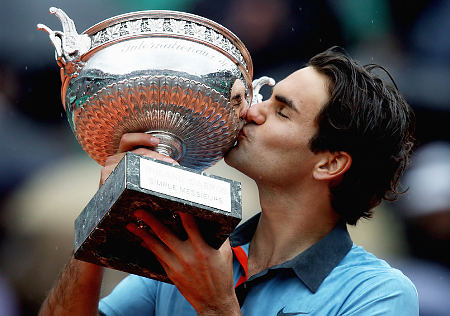 Federer with the French Open trophy
